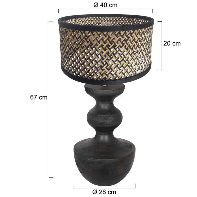 Lámpara de mesa de campo de madera con pantalla de mimbre Steinhauer Lyons - Imagen 6