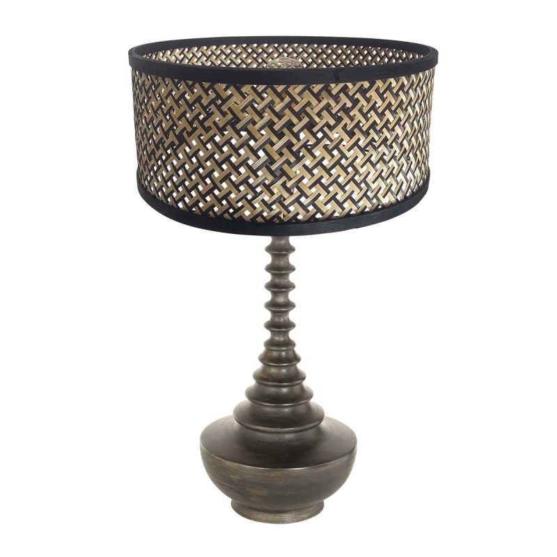 Lámpara de mesa de diseño de madera con pantalla de mimbre Anne Light & Home Bois - Imagen 2