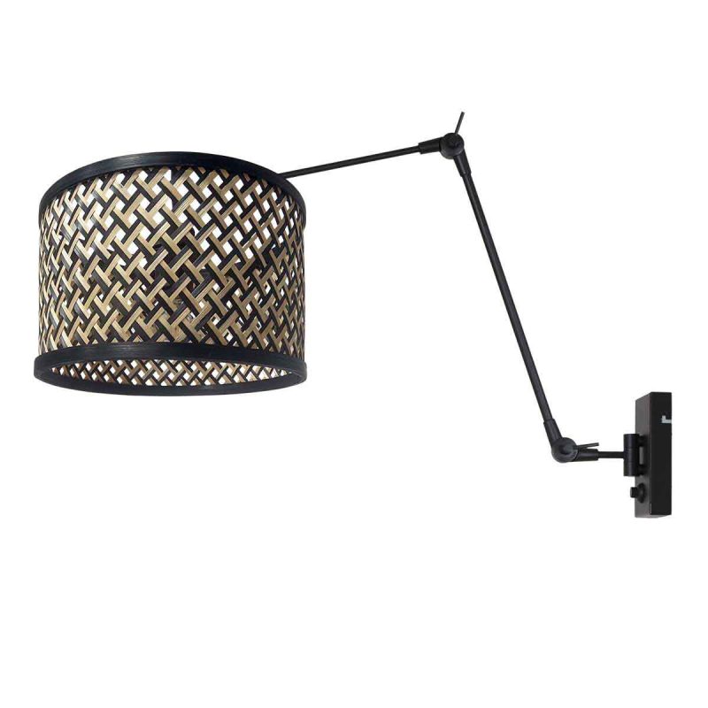 Lámpara de pared moderna negra con pantalla de mimbre Steinhauer Prestige Chic - Imagen 2