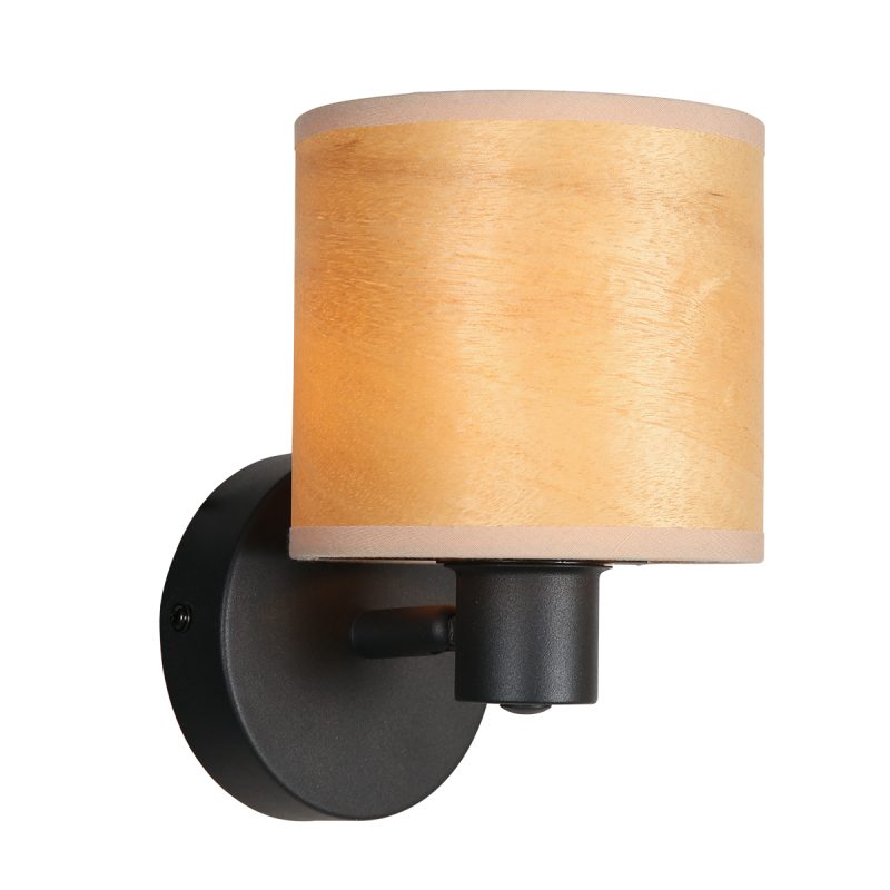 Foco negro con pantalla de bambú natural Mexlite Bambus - Imagen 2