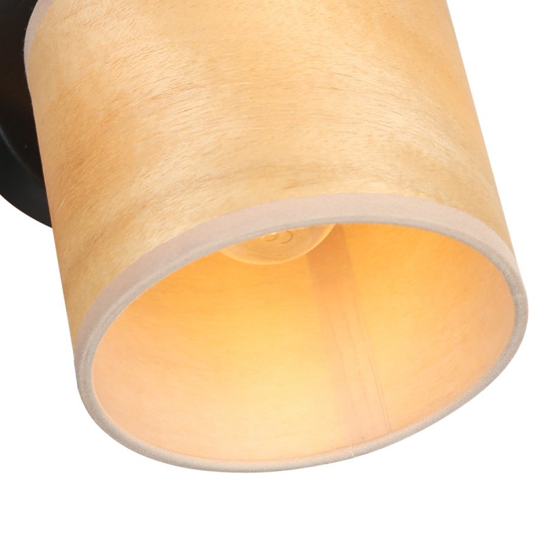 Foco negro con pantalla de bambú natural Mexlite Bambus - Imagen 3