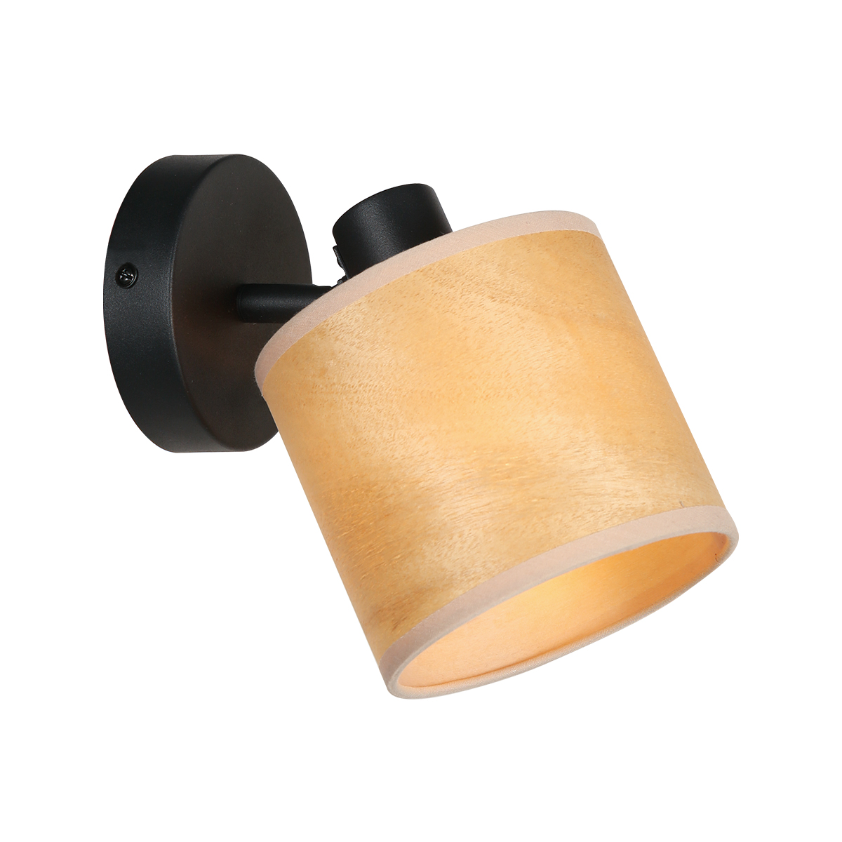 Foco negro con pantalla de bambú natural Mexlite Bambus