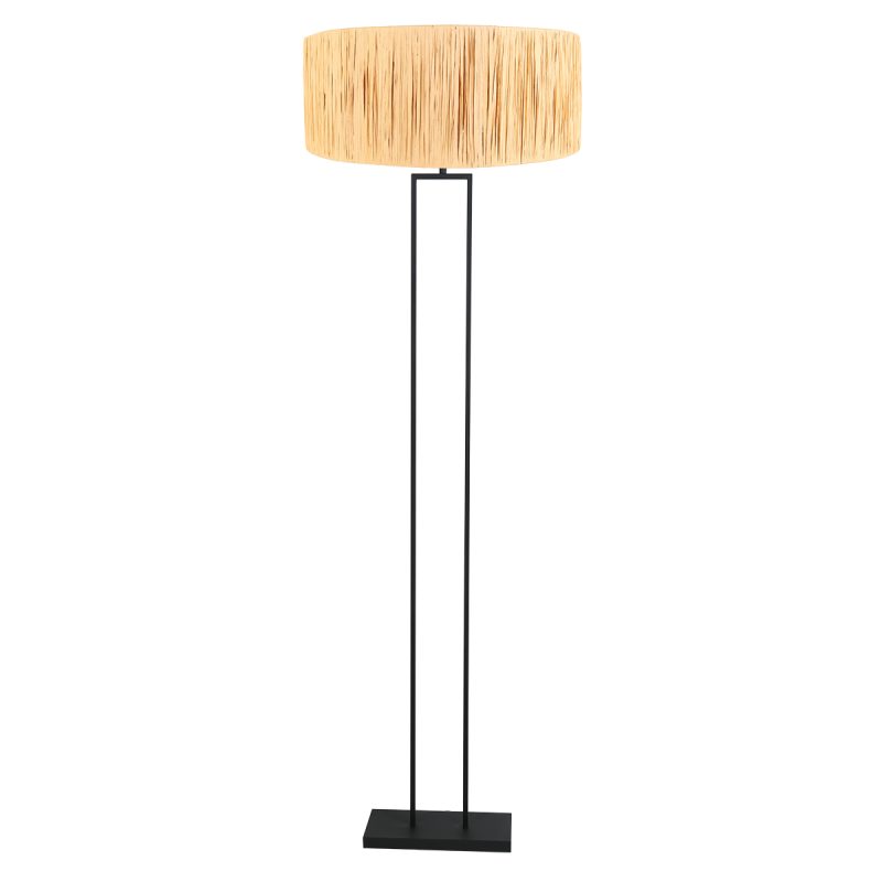 lámpara-de-pie-industrial-negra-con-pantalla-de-madera-steinhauer-stang-3846zw