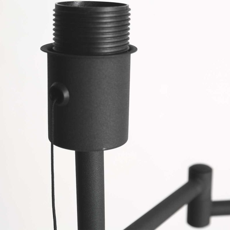Lámpara de pie industrial negra con pantalla de mimbre Mexlite Bella - Imagen 4