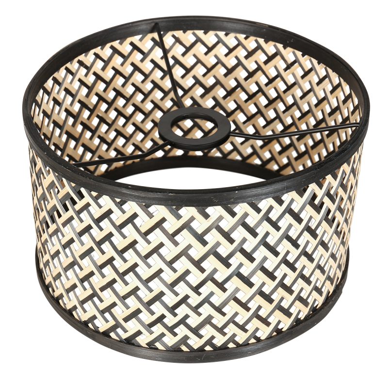 Lámpara de pie industrial negra con pantalla de mimbre Mexlite Bella - Imagen 5