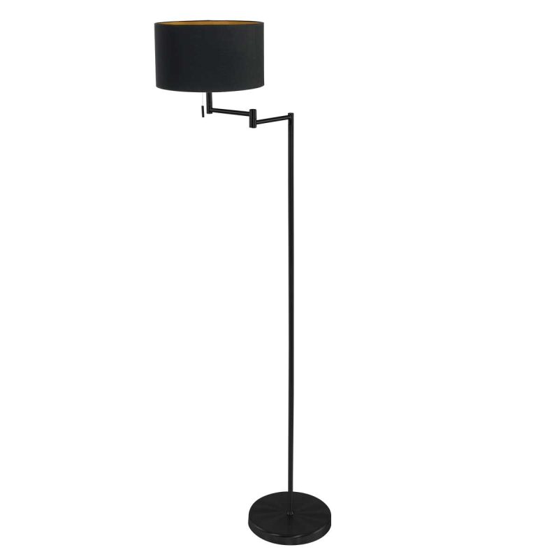 Lámpara de pie industrial negra con pantalla negra Mexlite Bella - Imagen 2