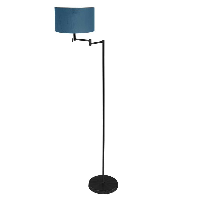 Lámpara de pie moderna negra con pantalla azul Mexlite Bella - Imagen 2
