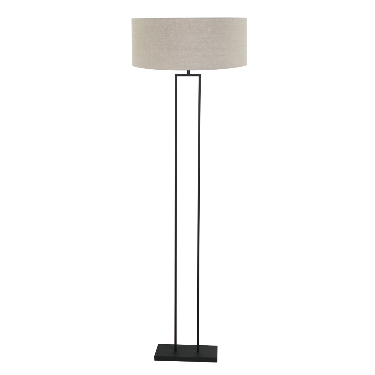 Lámpara de pie moderna negra con pantalla beige Steinhauer Stang
