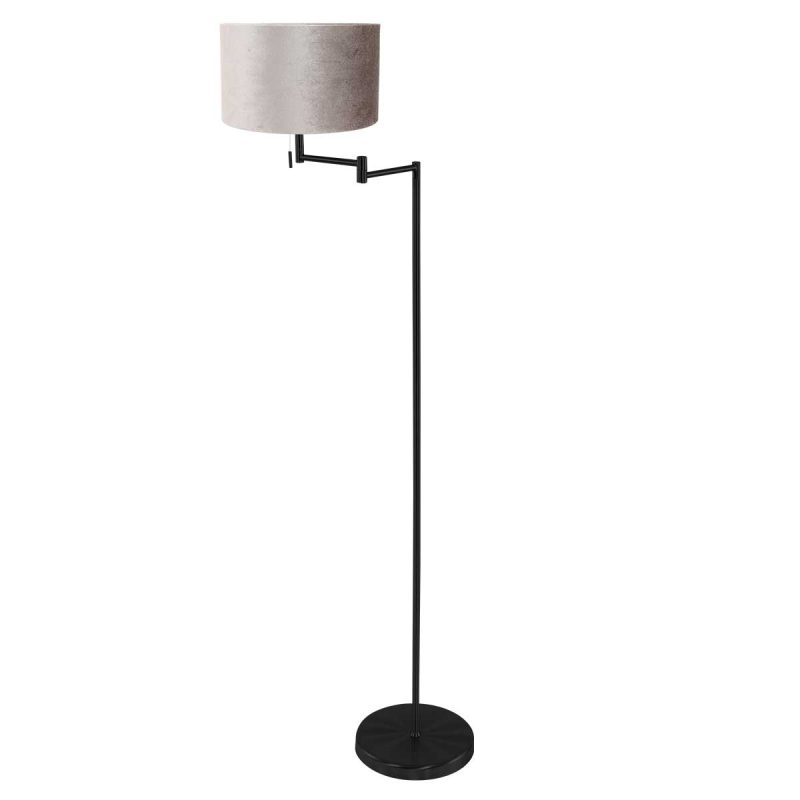 Lámpara de pie moderna negra con pantalla gris Mexlite Bella - Imagen 2
