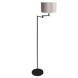 lámpara-de-pie-moderna-negra-con-pantalla-gris-mexlite-bella-3886zw