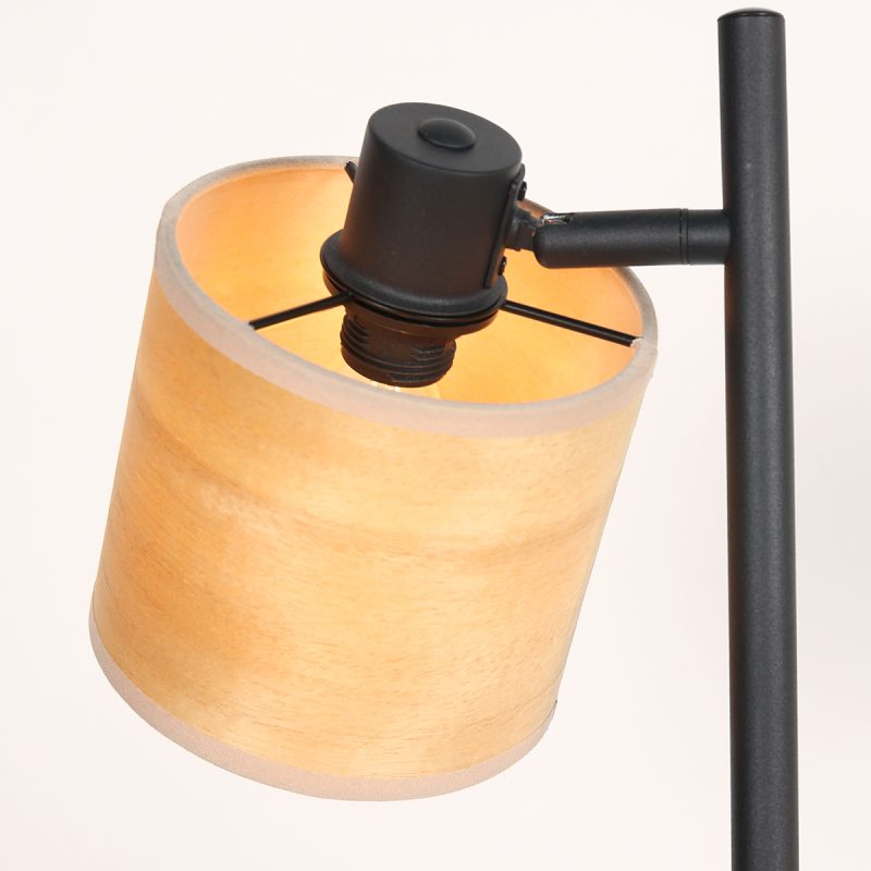 Lámpara de pie de dos luces negra con pantallas de bambú Mexlite Bambus - Imagen 11
