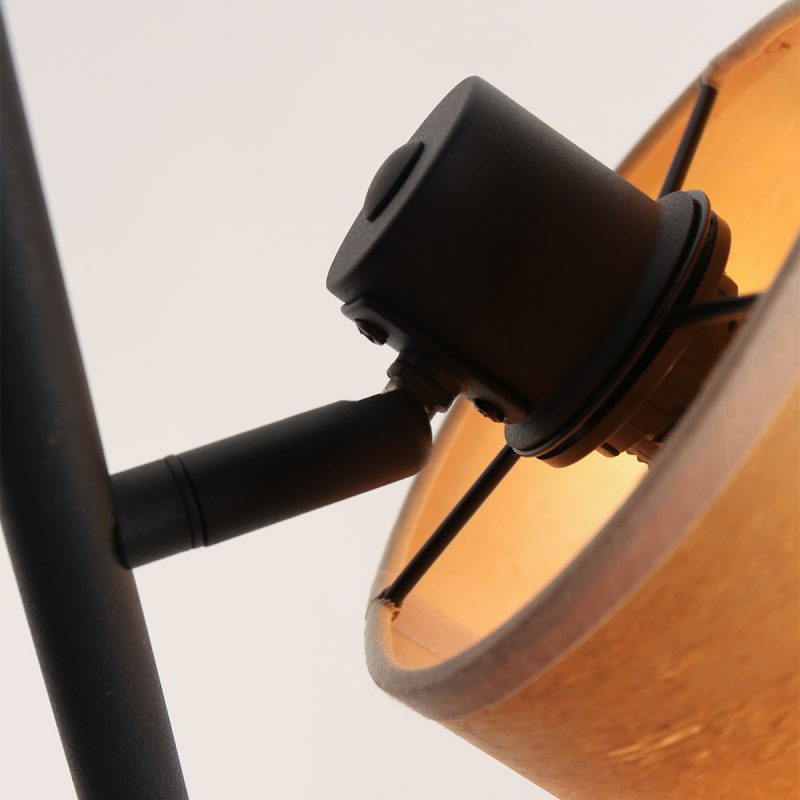 Lámpara de pie de dos luces negra con pantallas de bambú Mexlite Bambus - Imagen 12