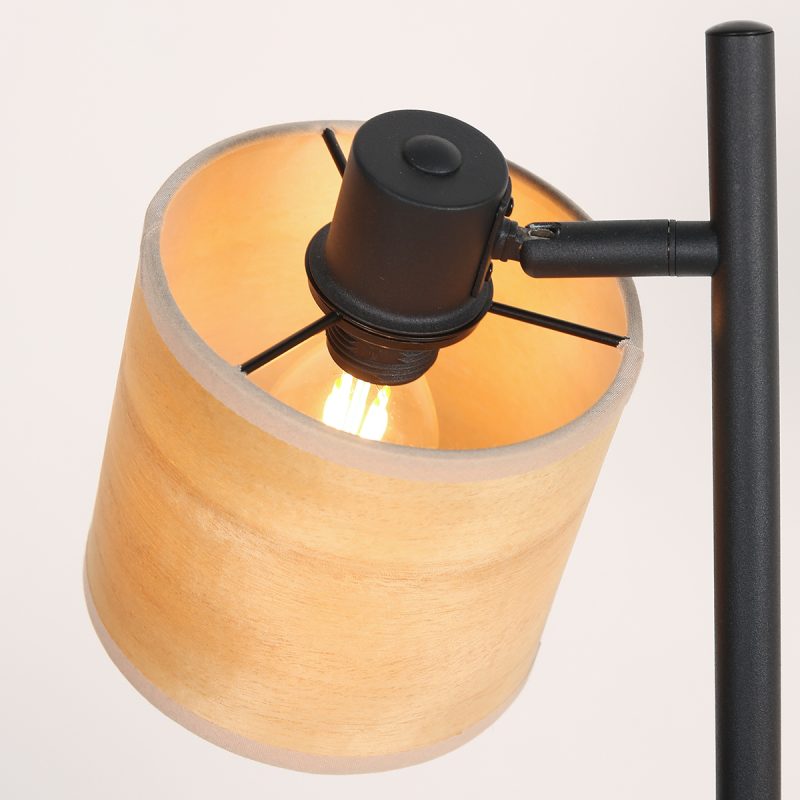 Lámpara de pie de dos luces negra con pantallas de bambú Mexlite Bambus - Imagen 6