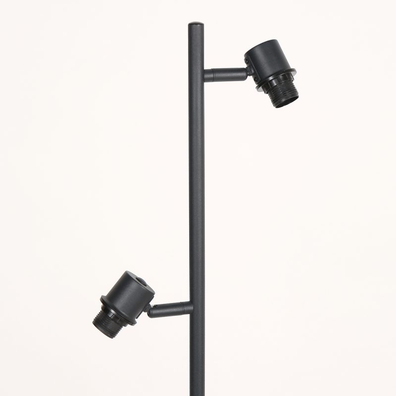 Lámpara de pie de dos luces negra con pantallas de bambú Mexlite Bambus - Imagen 7