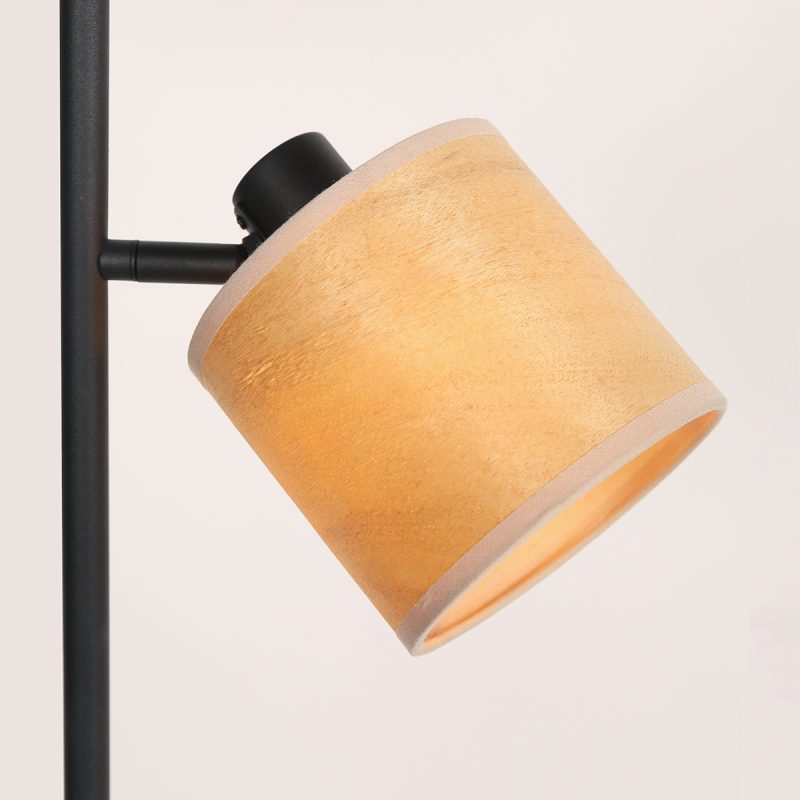Lámpara de pie de dos luces negra con pantallas de bambú Mexlite Bambus - Imagen 10