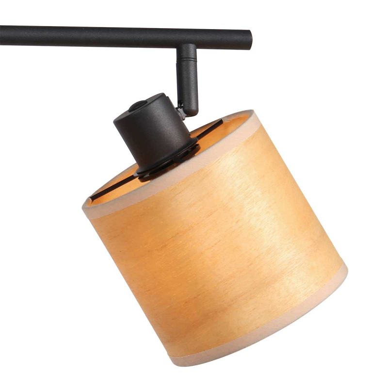 Foco de cuatro luces negro con pantallas de bambú Mexlite Bambus - Imagen 3