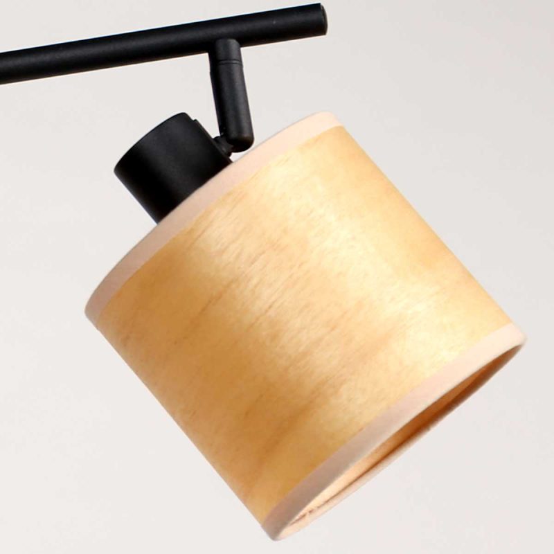 Foco de cuatro luces negro con pantallas de bambú Mexlite Bambus - Imagen 9