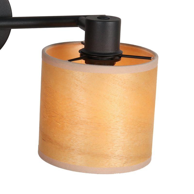 Foco de dos luces negro con pantallas de bambú Mexlite Bambus - Imagen 3