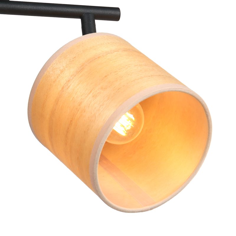 Foco de dos luces negro con pantallas de bambú Mexlite Bambus - Imagen 4