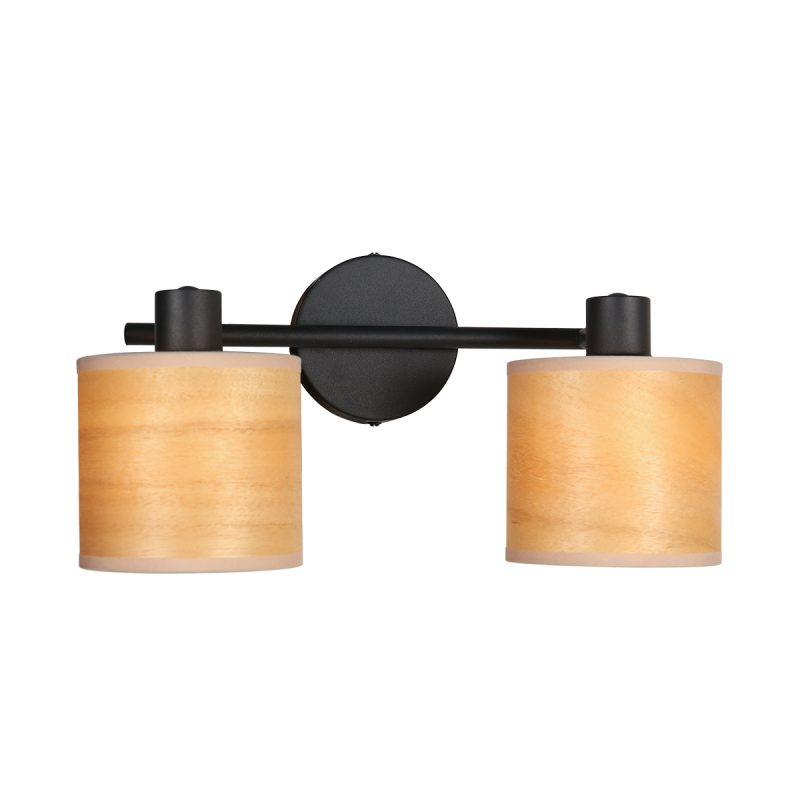 Foco de dos luces negro con pantallas de bambú Mexlite Bambus - Imagen 7