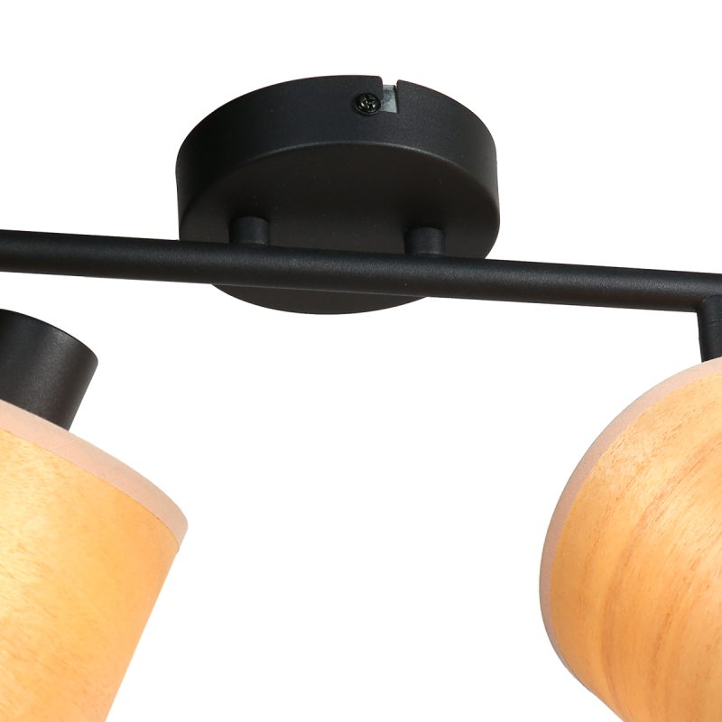 Foco de dos luces negro con pantallas de bambú Mexlite Bambus - Imagen 8