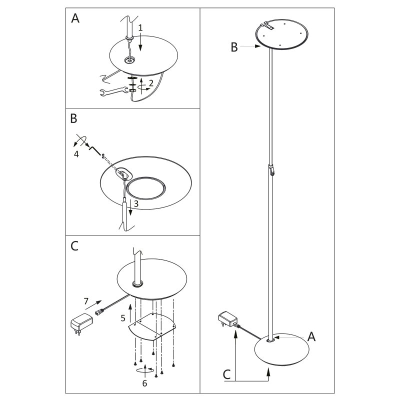 Lámpara de pie clásica de metal bronce Steinhauer Zenith LED - Imagen 10