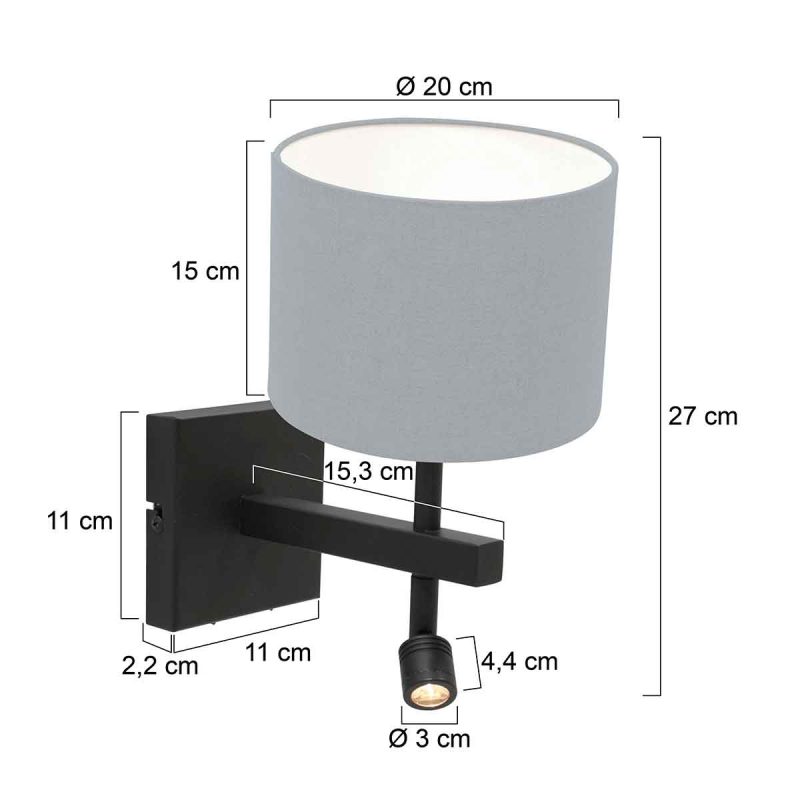 Pequeña lámpara de pared con luz de lectura Steinhauer Stang - Imagen 6