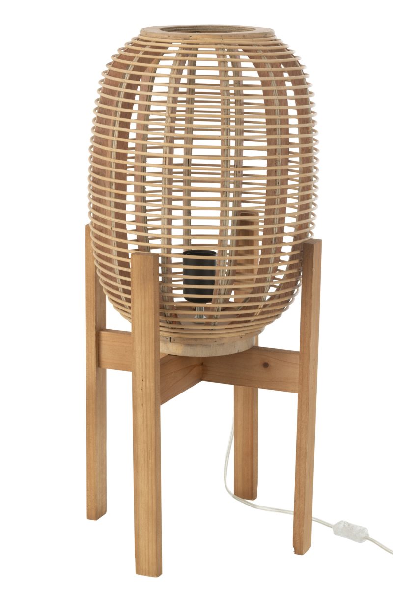 Lámpara de mesa natural de madera con soporte Jolipa Quinty