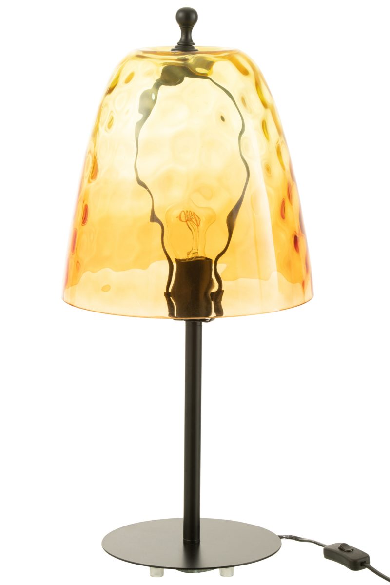 Lámpara de mesa retro de vidrio amarillo Jolipa Oceane