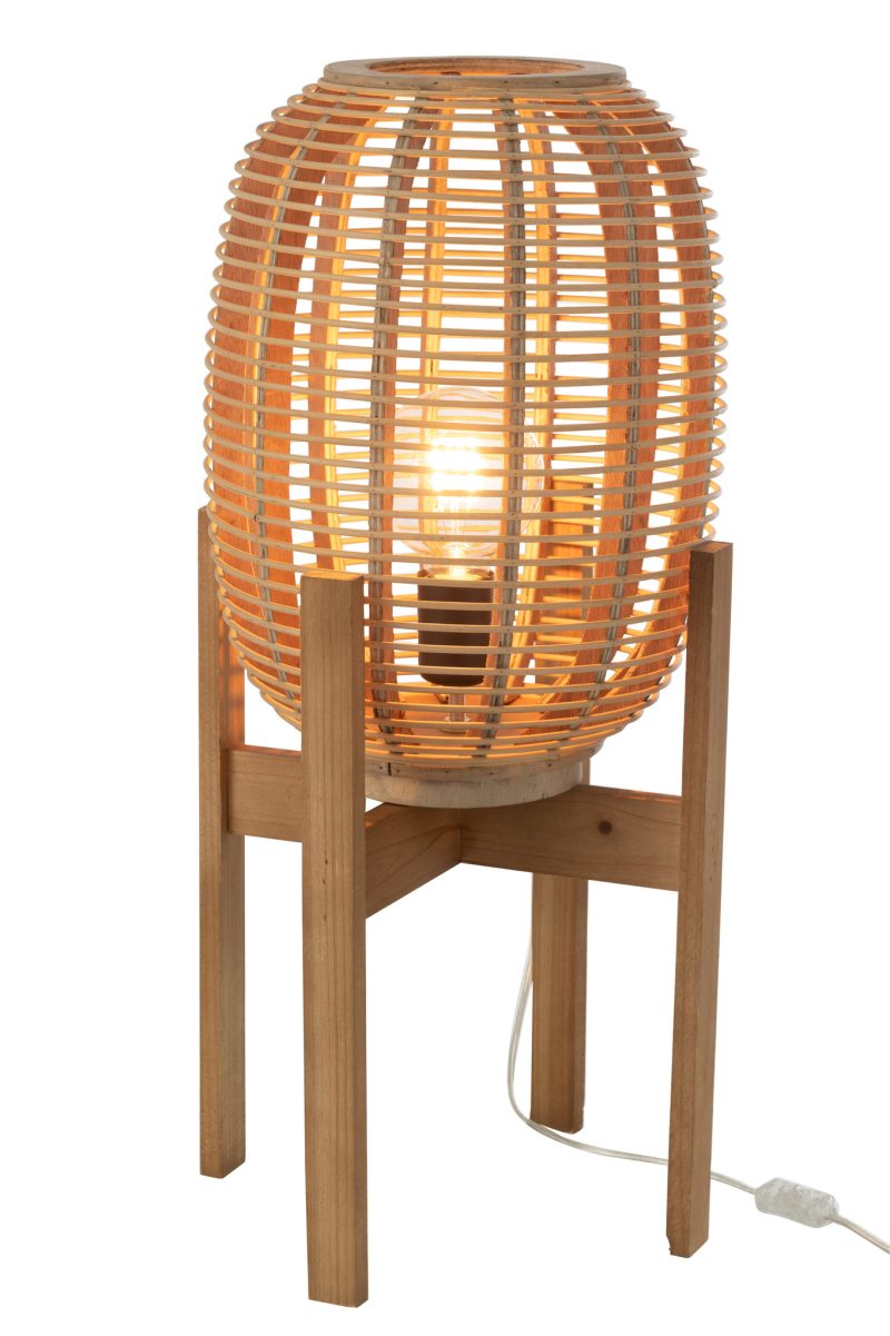 Lámpara de mesa natural de madera con soporte Jolipa Quinty - Imagen 2