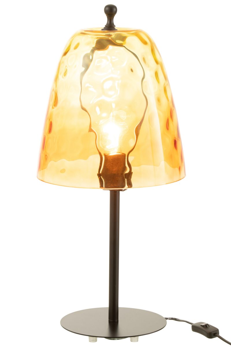 Lámpara de mesa retro de vidrio amarillo Jolipa Oceane - Imagen 2