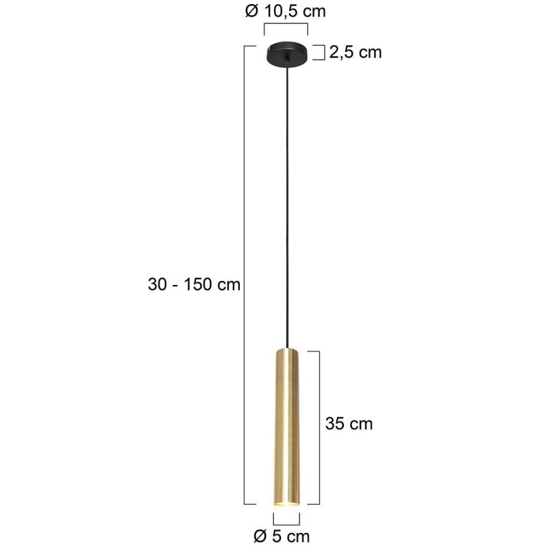 Lámpara colgante minimalista de cilindro de latón Steinhauer Tubel - Imagen 2