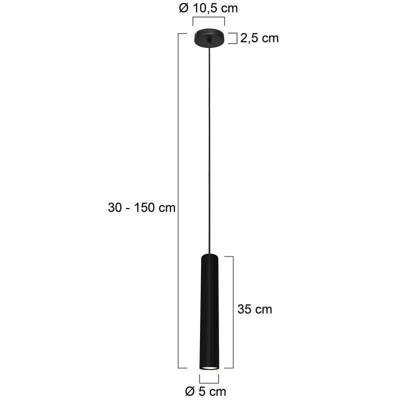 Lámpara colgante moderna con cilindro largo negro Steinhauer Tubel - Imagen 3