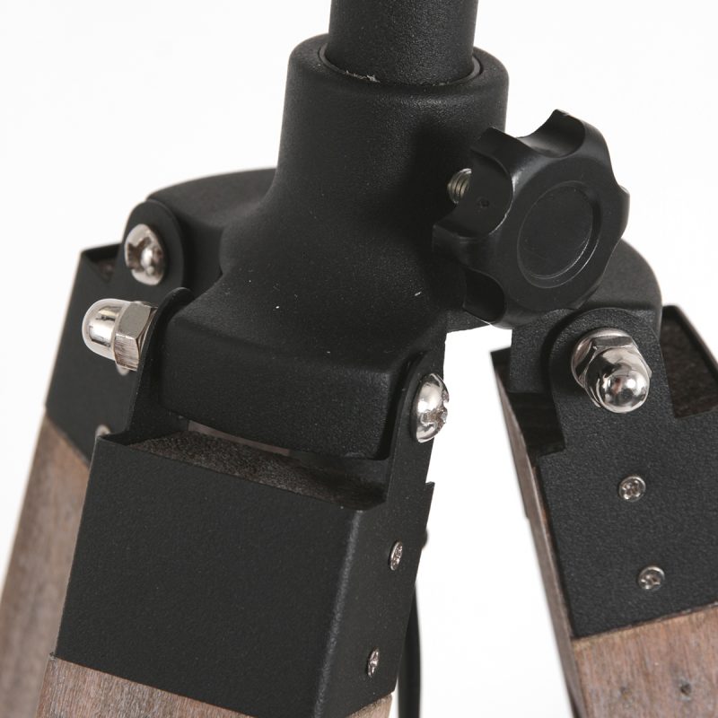 Lámpara de pie retro de madera negra Mexlite Triek - Imagen 3
