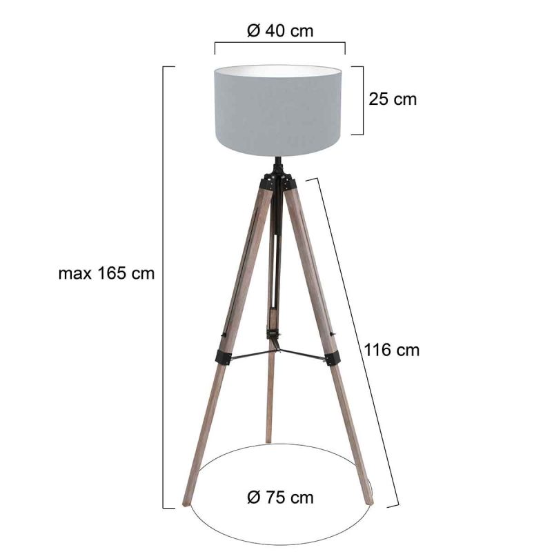 Lámpara de pie retro de madera negra Mexlite Triek - Imagen 6