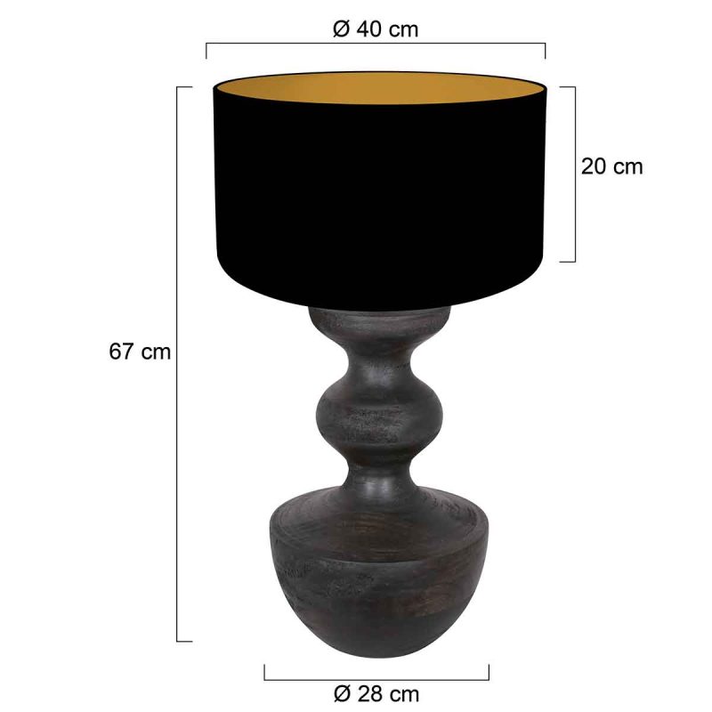 Lámpara de mesa de madera negra rural Anne Light & Home Lyons - Imagen 6