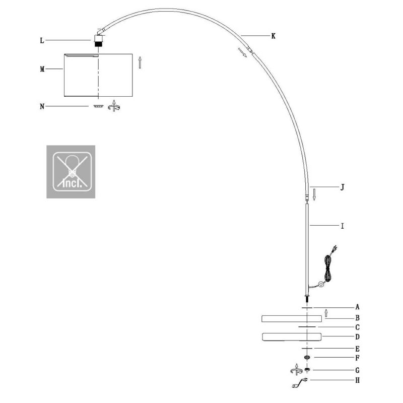 Lámpara de pie de arco moderna Mexlite Solva - Imagen 8