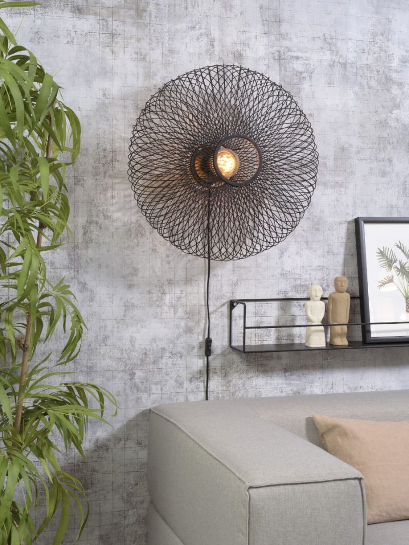 Aplique de pared bohemio de bambú negro GOOD & MOJO Cango - Imagen 2