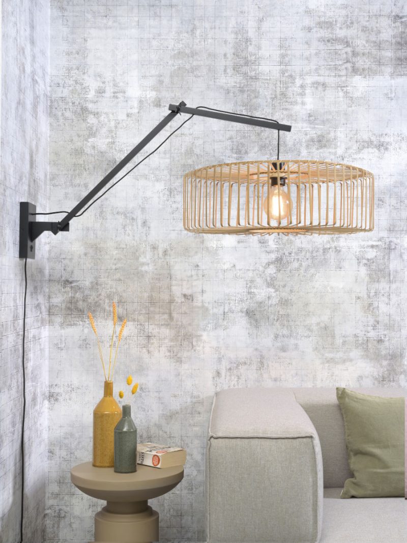 Aplique de pared bohemio de bambú negro-natural GOOD & MOJO Bromo - Imagen 2
