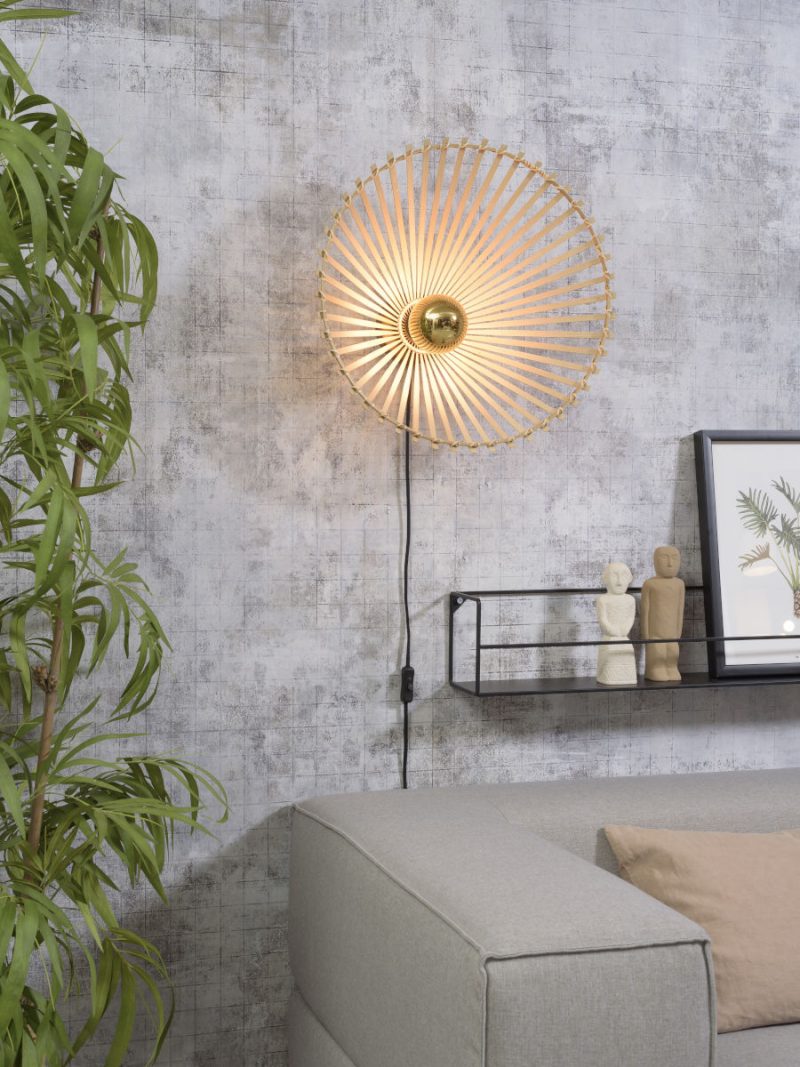 Aplique de pared bohemio de bambú negro-natural GOOD & MOJO Bromo - Imagen 2