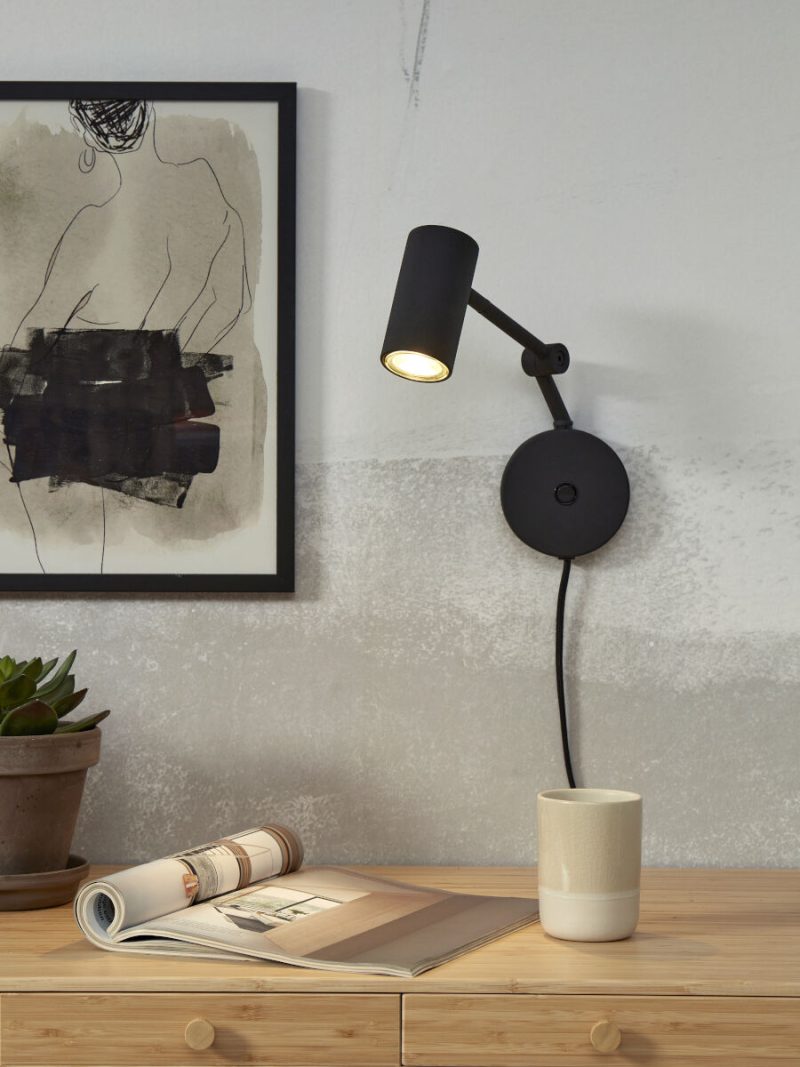 Aplique de pared retro de metal negro It's About RoMi Montreux - Imagen 2