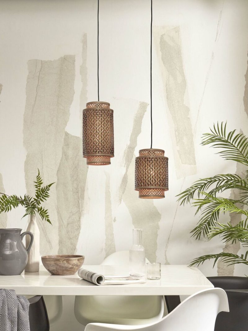Lámpara colgante bohemia de bambú negro y natural GOOD & MOJO Bhutan - Imagen 9