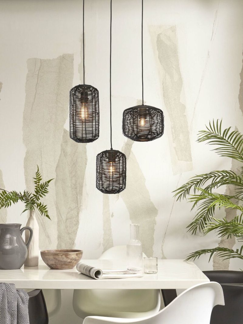 Lámpara colgante bohemia de ratán negro GOOD & MOJO Tanami - Imagen 11
