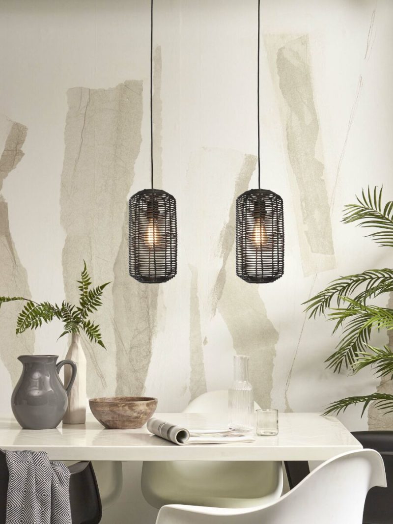 Lámpara colgante bohemia de ratán negro GOOD & MOJO Tanami - Imagen 5