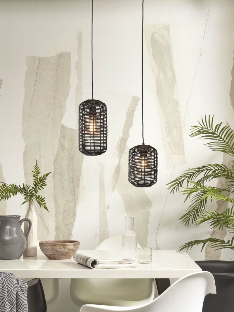 Lámpara colgante bohemia de ratán negro GOOD & MOJO Tanami - Imagen 10