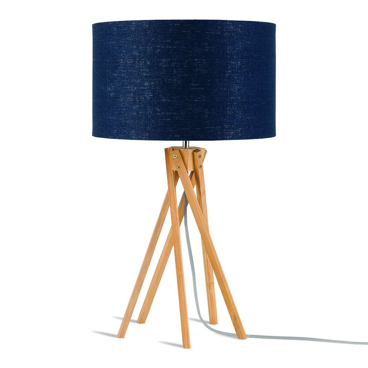 Lámpara de mesa bohemia azul de bambú_lino GOOD & MOJO Kilimanjaro