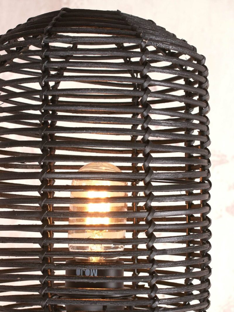 Lámpara de mesa bohemia de bambú y ratán negro GOOD & MOJO Tanami - Imagen 7