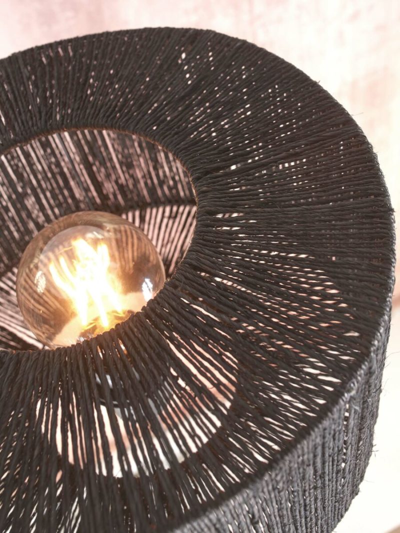 Lámpara de mesa bohemia de ratán negro GOOD & MOJO Iguazu - Imagen 4