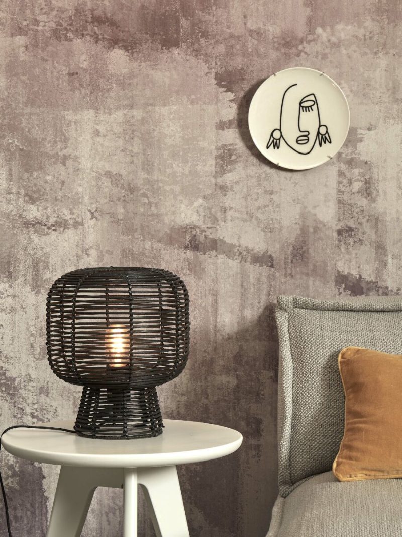 Lámpara de mesa bohemia de ratán negro GOOD & MOJO Tanami - Imagen 2