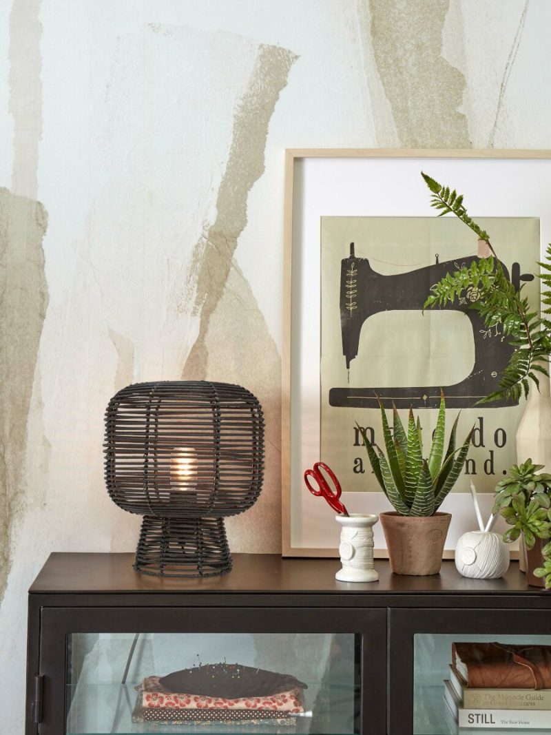 Lámpara de mesa bohemia de ratán negro GOOD & MOJO Tanami - Imagen 5